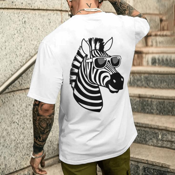 Zebra With Sunglasses T-Shirt mit Rückendruck Geschenke für Ihn