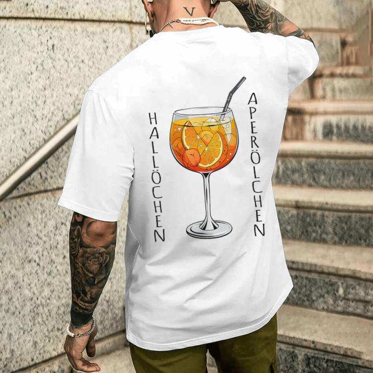 Hallöchen Aperölchen Spritz Fan Aperoliker T-Shirt mit Rückendruck Geschenke für Ihn