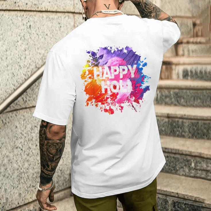 Happy Holi Festival Of Colors Holi Blue T-Shirt mit Rückendruck Geschenke für Ihn