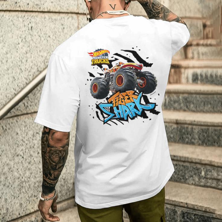 Hot Wheels Tiger Shark Orange Blue T-Shirt mit Rückendruck Geschenke für Ihn