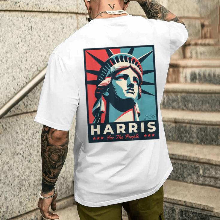 Kamala Harris 2024 Freiheitsstatue Repräsentiert Freiheit 2024 T-Shirt mit Rückendruck Geschenke für Ihn