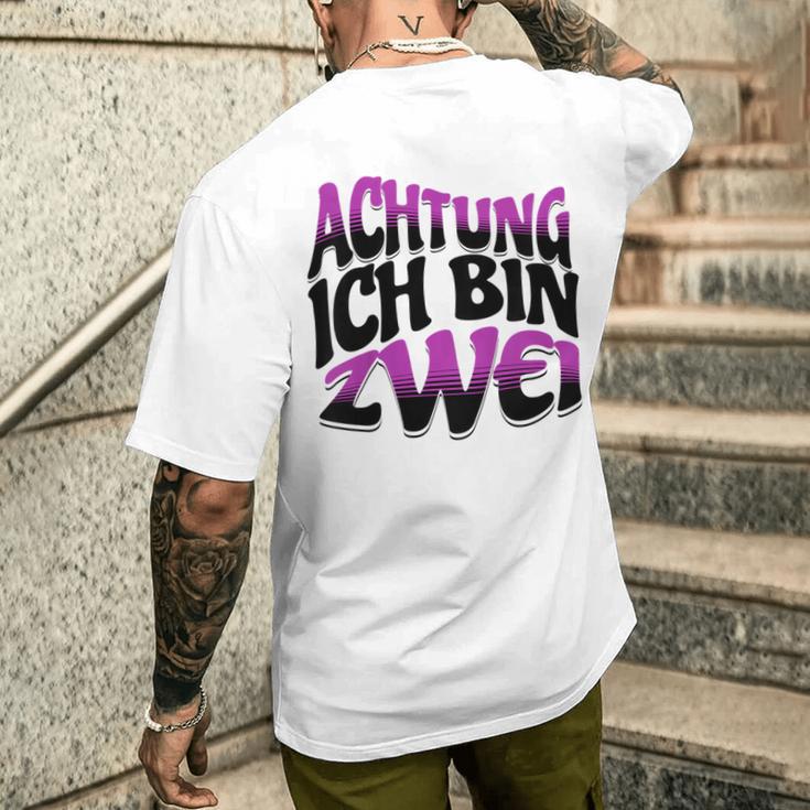 Kinder Achtung Ich Bin Zwei Geburtstag 2 Geburtstagsfeier T-Shirt mit Rückendruck Geschenke für Ihn