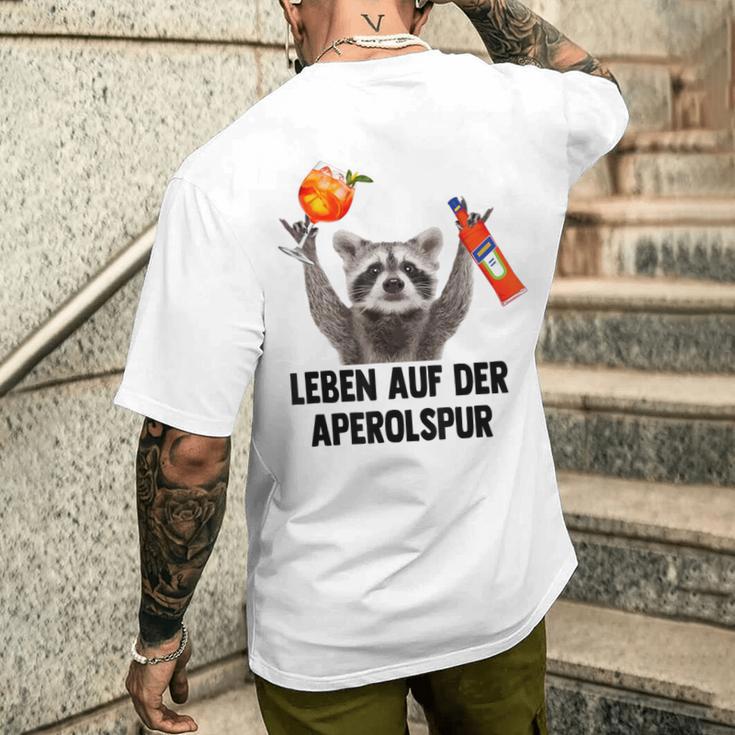 Leben Auf Der Aperolspur Raccoon Meme Racoon Pedro Spritz T-Shirt mit Rückendruck Geschenke für Ihn