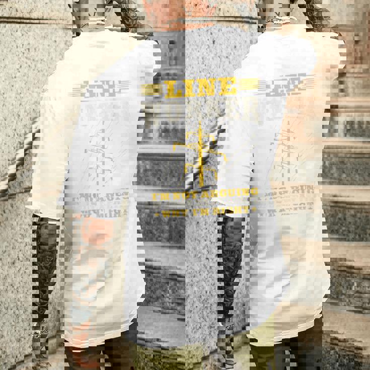 Lineman Line Worker Image On Back Of T-shirt da uomo con stampa posteriore Regalos para él