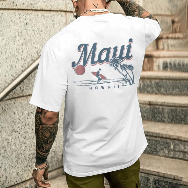 Maui Hawaii Surf Beachintage Souvenir Surfer Gray T-Shirt mit Rückendruck Geschenke für Ihn