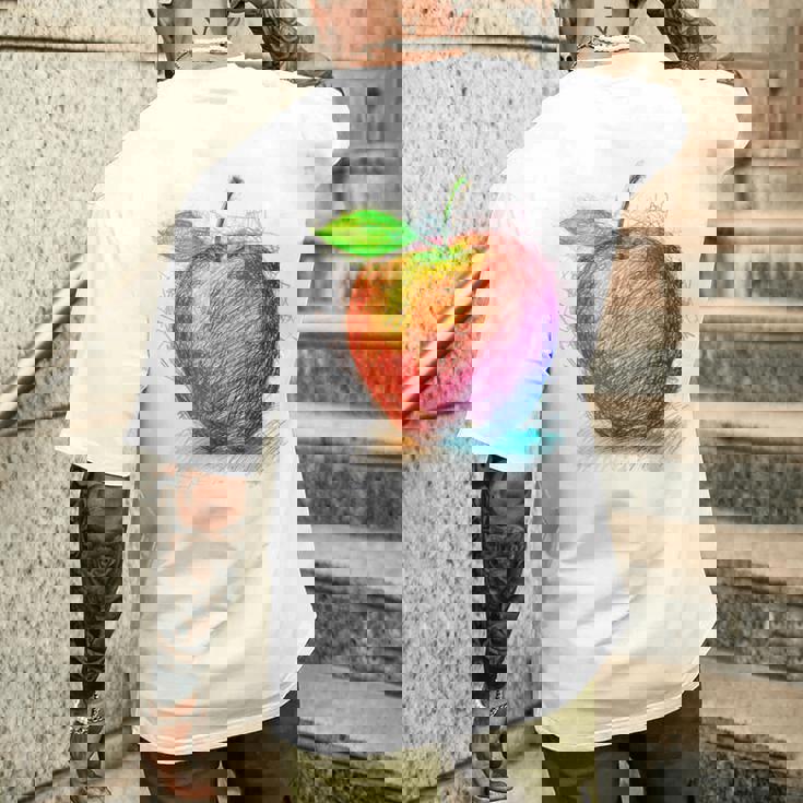 Mela Frutta Disegno Arte Colorato Motivo Mela T-shirt da uomo con stampa posteriore Regalos para él