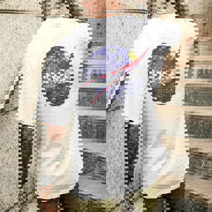 Nasaan Gogh Starry Night Style Logo T-shirt da uomo con stampa posteriore Regalos para él