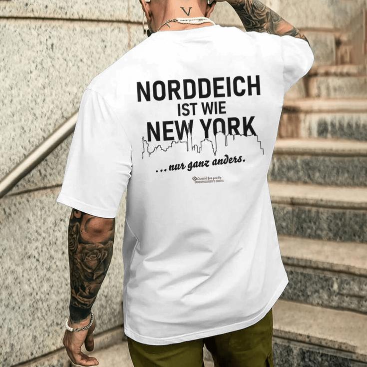 Norddeich Ist Wie New York Nur Ganz Anders Norddeich T-Shirt mit Rückendruck Geschenke für Ihn