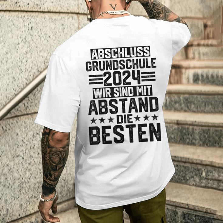 Primary School Graduation 2024 Mit Abstand Die Besten Children's Gray T-Shirt mit Rückendruck Geschenke für Ihn