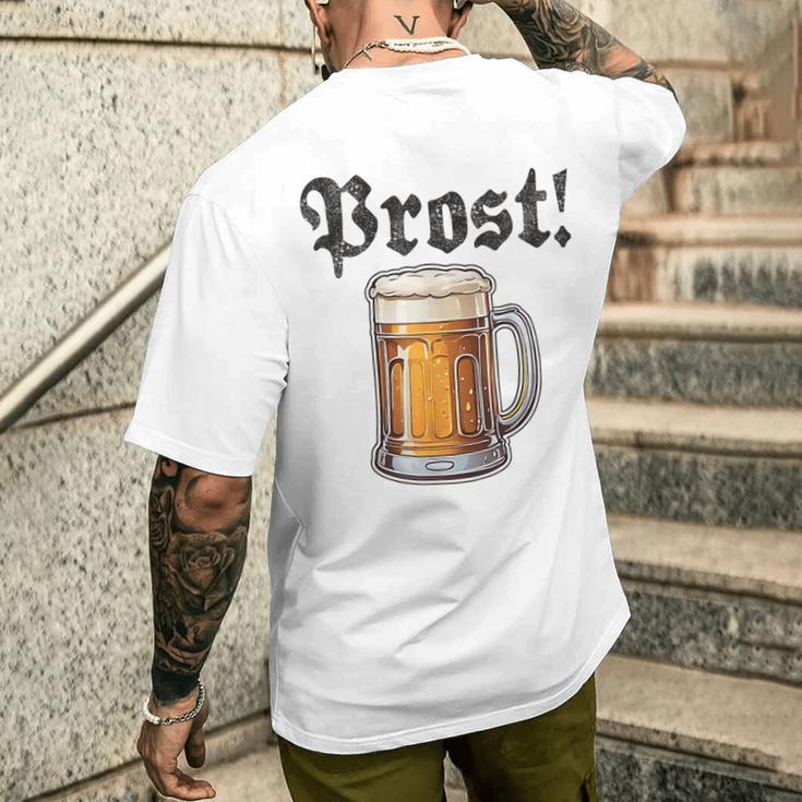 Prost Oktoberfest Bierfest Munich Lederhosen Gray T-Shirt mit Rückendruck Geschenke für Ihn