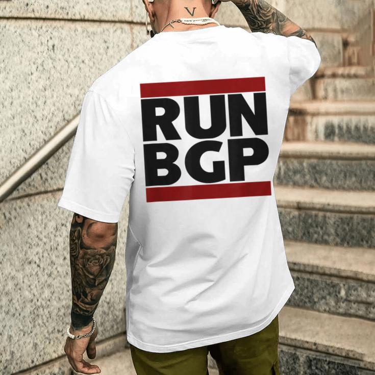 Run Bgp Network Engineer Geeky Nerd Gray T-Shirt mit Rückendruck Geschenke für Ihn