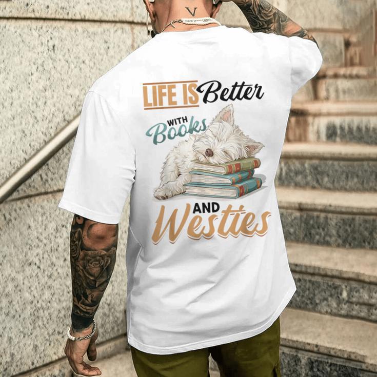 West Highland Terrier Westie Hunderasse Das Leben Ist Besser Gray T-Shirt mit Rückendruck Geschenke für Ihn