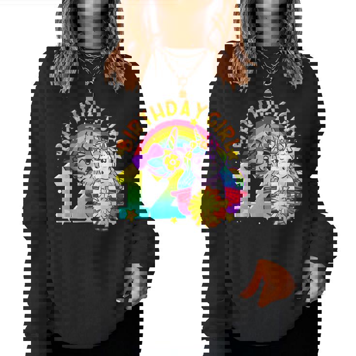 12 ° Compleanno Unicorn Cheerleader Ragazza Rainbow Bat Mitzvah Women Sweatshirt