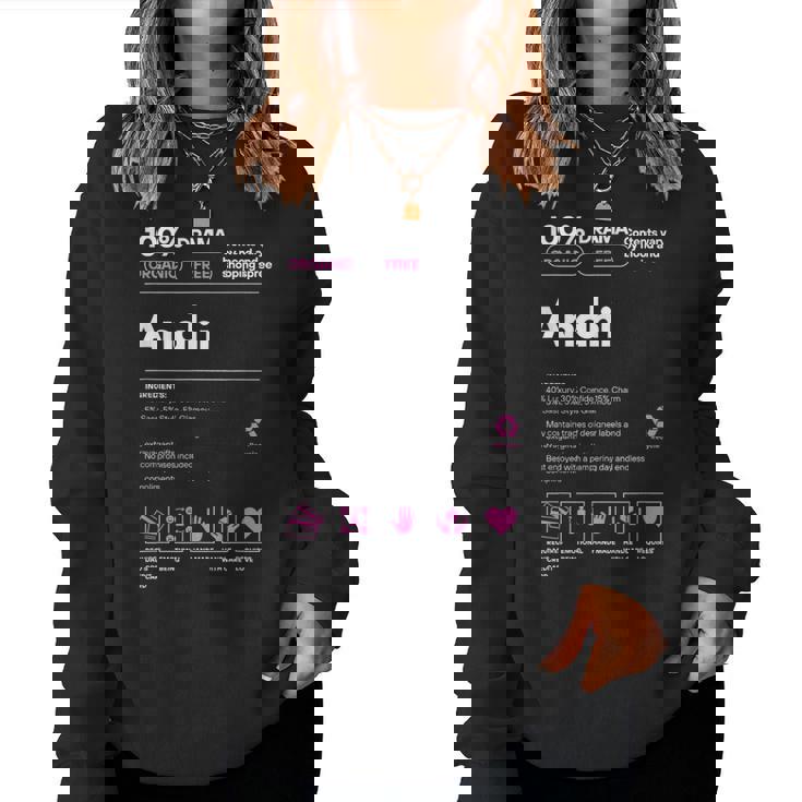Anahi Name For Anahi Sarcastic Nutrition Facts Women Sweatshirt