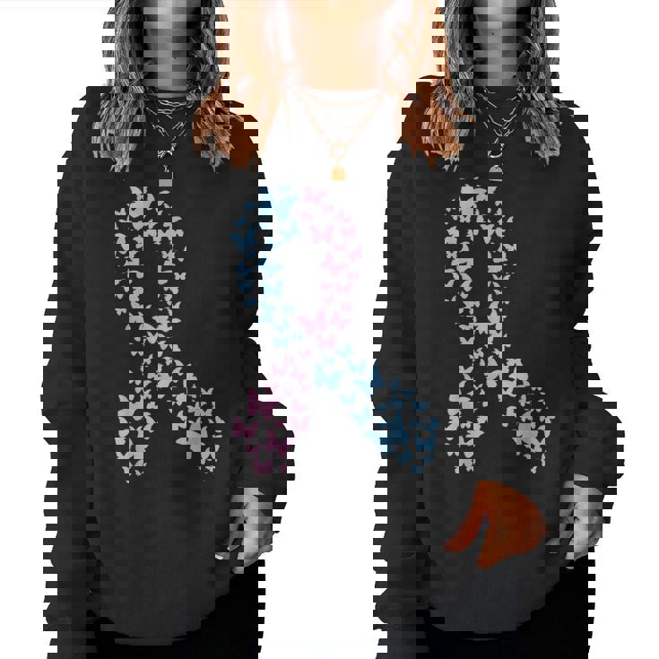 Butterfly Ribbon Pregnancy And Infant Loss Awareness Month Women Sweatshirt