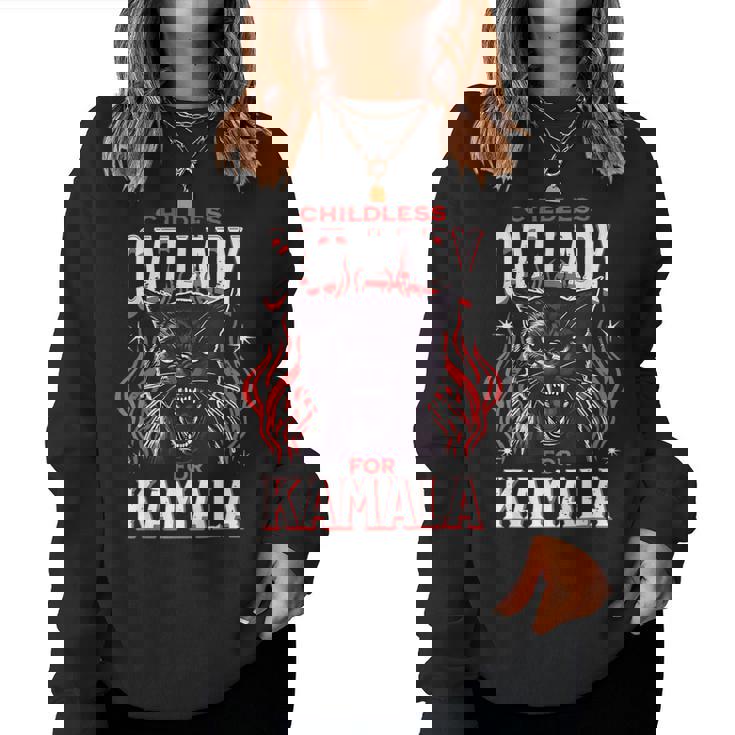Childless Cat Lady For Kamala Harris 2024 President Election Women Sweatshirt Mazezy
