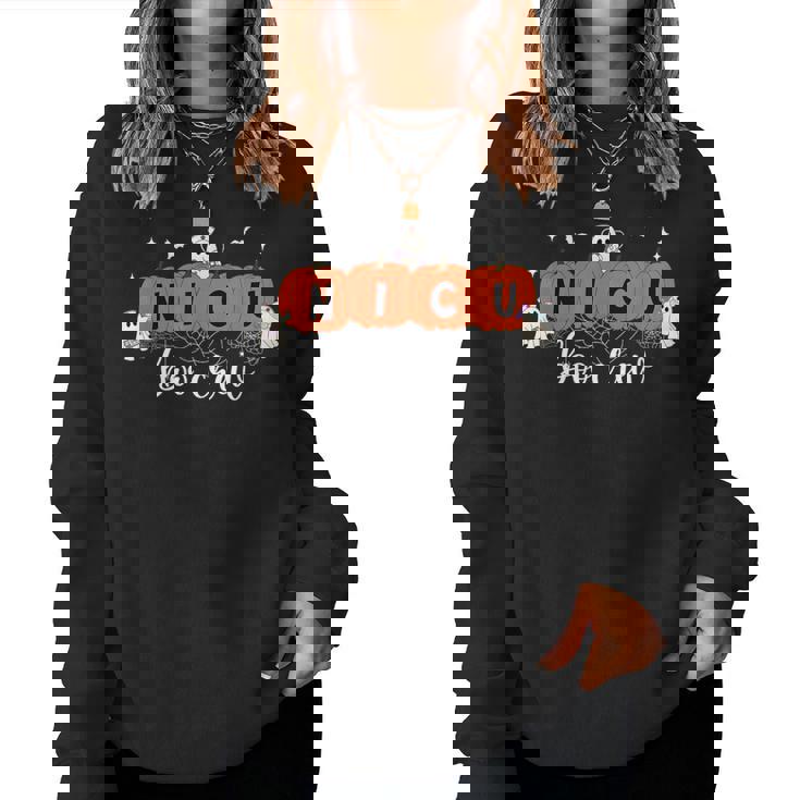 Cute Nicu Boo Crew Spooky Nurse Halloween Cute Ghost Pumpkin Women Sweatshirt