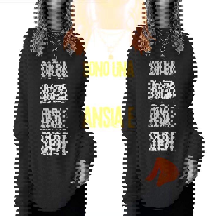 Divertenti Con Frasi Ironiche E Sarcastiche Ansia E Sapone Women Sweatshirt