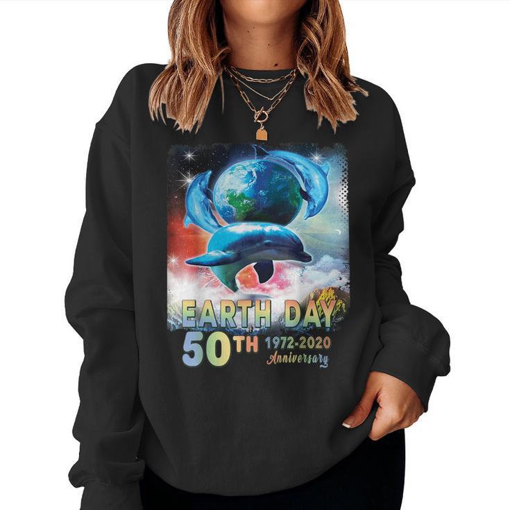 Earth Day 50Th Anniversary Save The Dolphins Retro Womens Women Sweatshirt