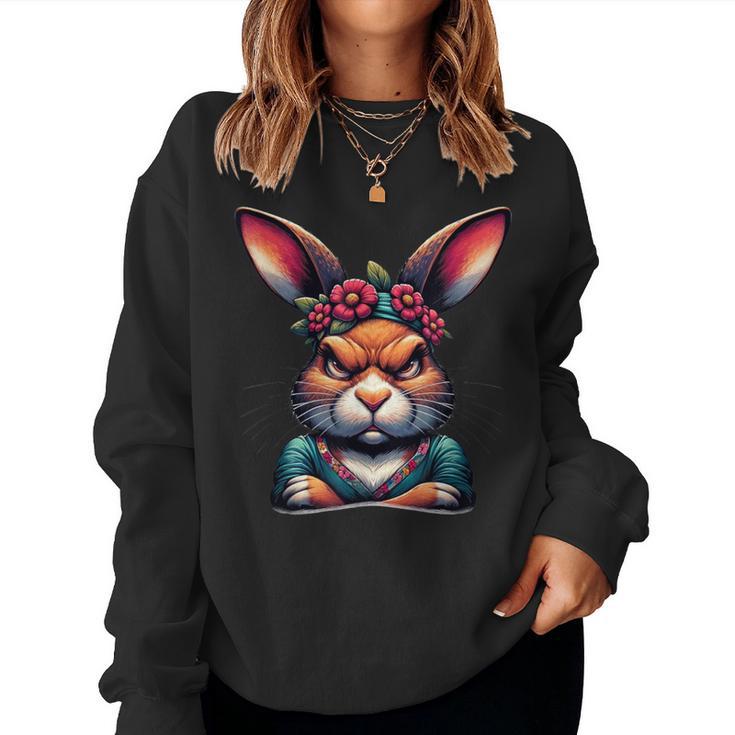 Easter Bunny Angry Bunny Rabbit Animal Sweatshirt Frauen