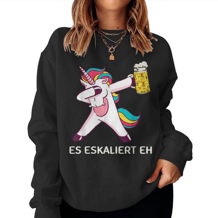 Es Escaliert Eh Dabbing Unicorn With Beer Unicorn & Beer Sweatshirt Frauen