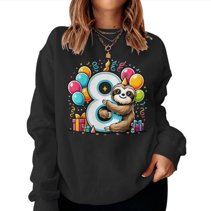 Faultier 8 Geburtstag Für Junge Mädchen 8 Jahre Alt Acht Faultier Sweatshirt Frauen