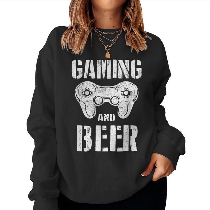 Gaming And Beer Game Control Retroideo Game Player Sweatshirt Frauen