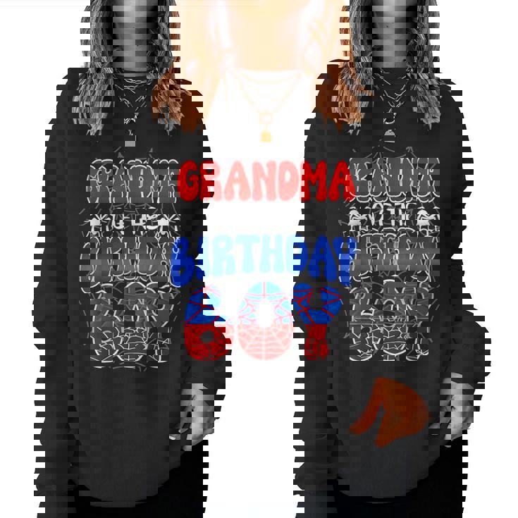 Grandma Of The Birthday Spider Web Boy Family Matching Women Sweatshirt