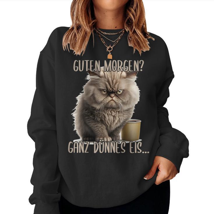 Guten Morgen Ganz Dünnes Ice Evil Cat & Coffee Sweatshirt Frauen