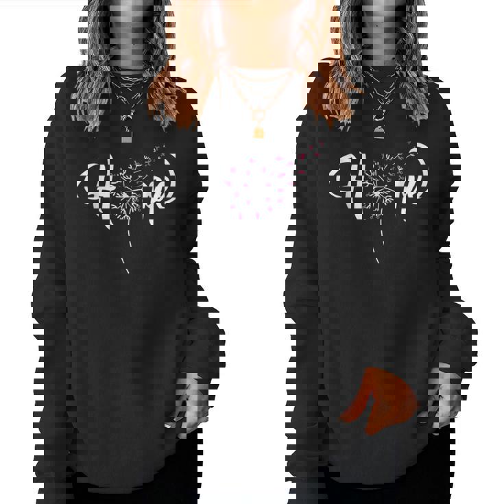 Hope Pink Ribbon Dandelion Breast Cancer Awareness Warrior Women Sweatshirt