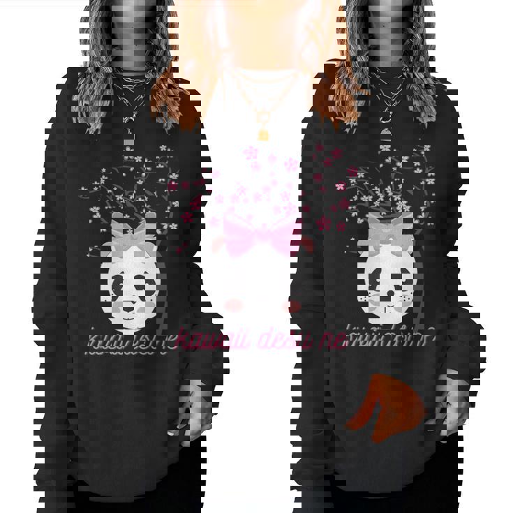 Kawaii Desu Ne Girl Panda With Cherry Blossom Tree Women