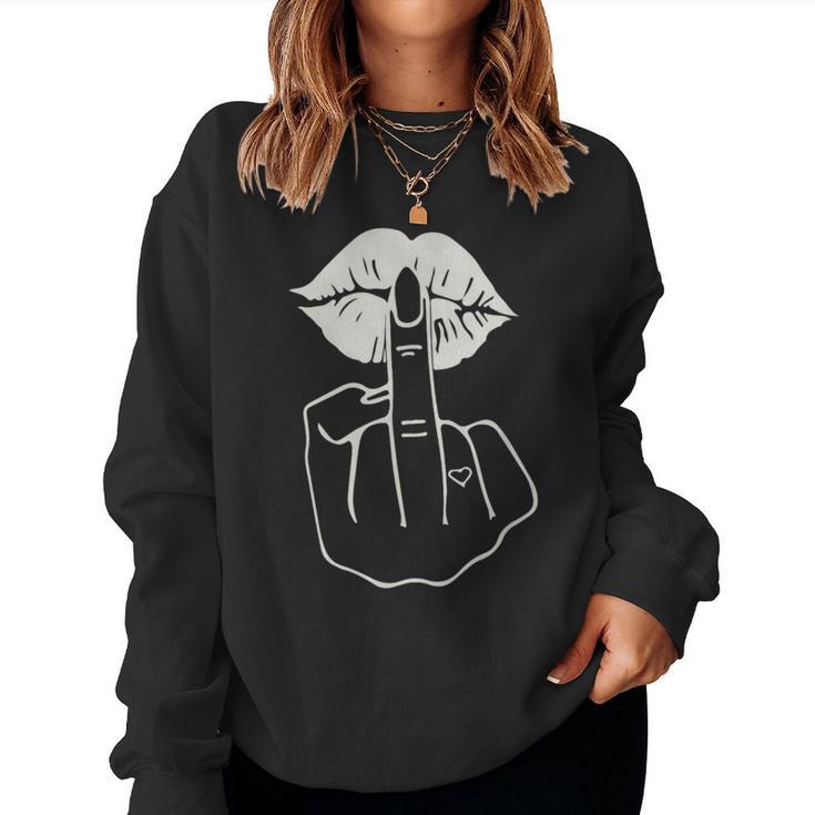 Kiss Finger Middle Finger Sign And Women's Sweatshirt Frauen