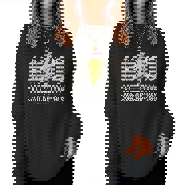 Lightning Abcd Teacher Kid Second Grade Rocks Back To School Women Sweatshirt