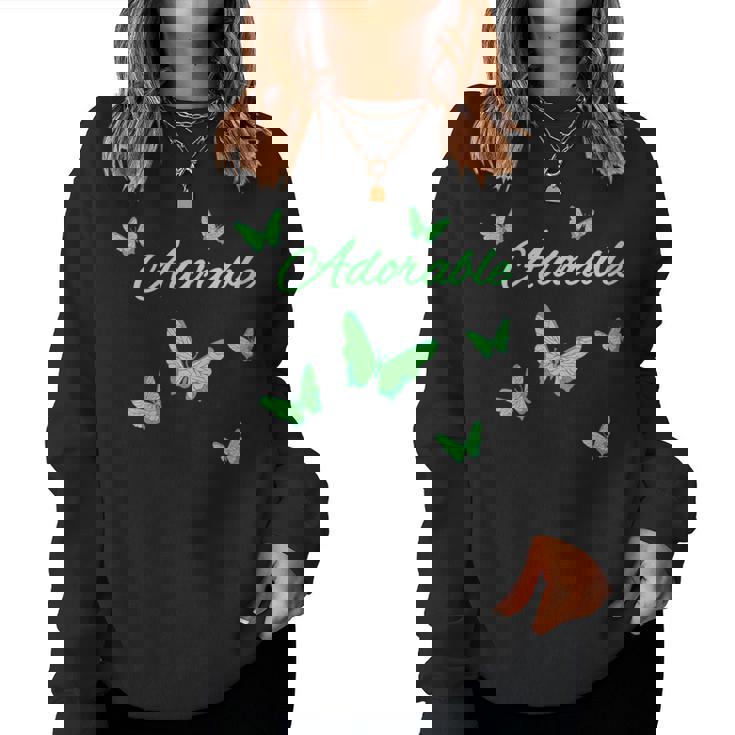 Lindo Adorable Con Mariposaserdes Cuello Sudadera Mujer