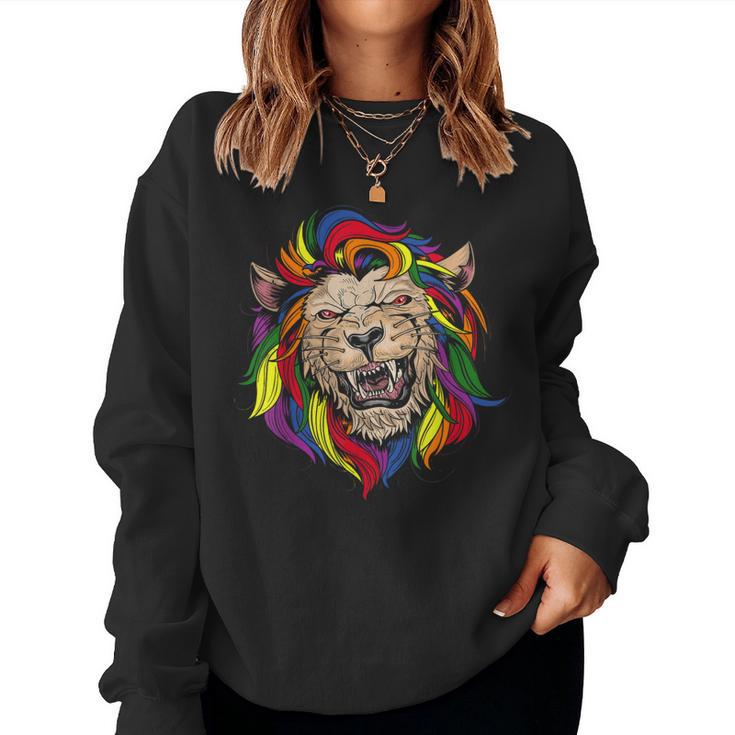 Mb35 Gay Pride Lion Lgbt Rainbow Pride Month Parade Women Sweatshirt