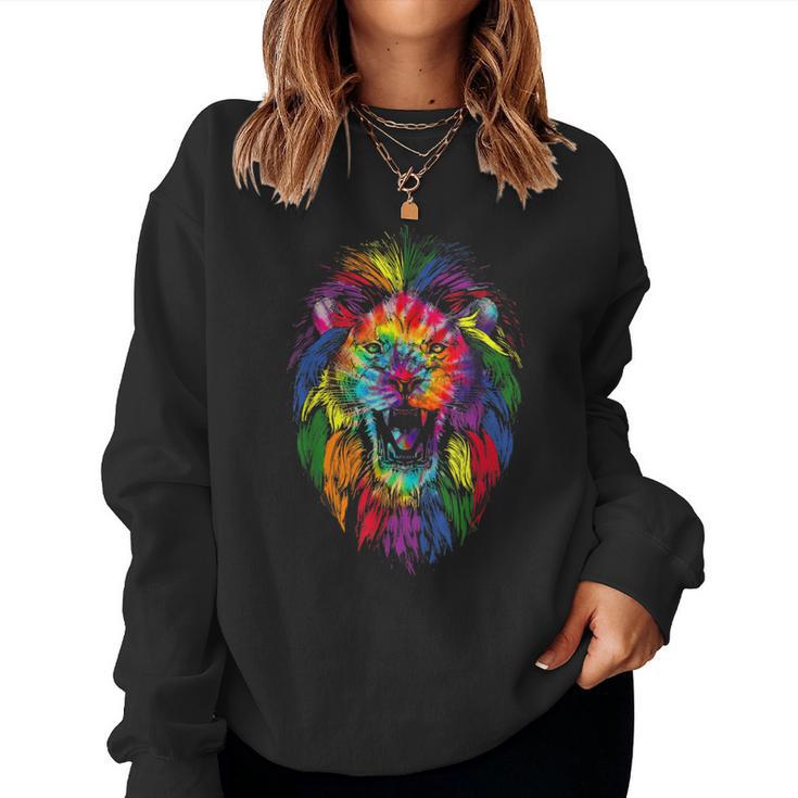 Mb35 Gay Pride Lion Lgbt Rainbow Tie Dye Pride Month Parade Women Sweatshirt