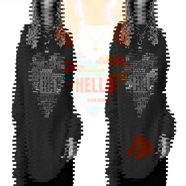 Multilingual Teacher Hello In Different Languages Women Sweatshirt