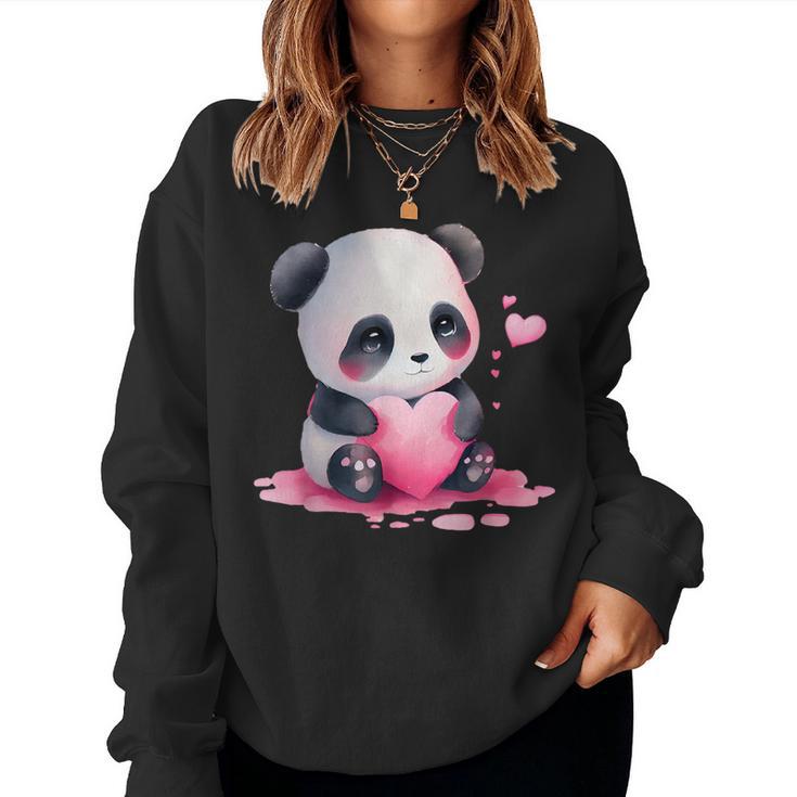 Panda Oso Amor Corazones Ninos Lindo Panda Sudadera Mujer