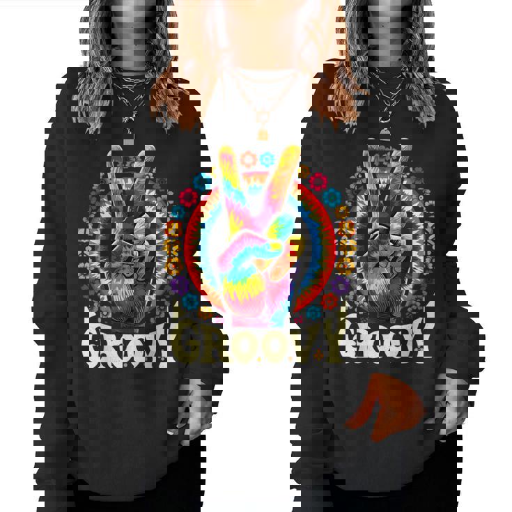 Peace Sign Love Groovy Hippie Party Women Sweatshirt