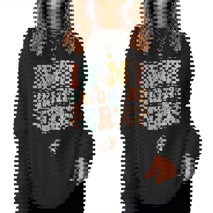 In My Pregnant Era Groovy Pregnancy Reveal Women Sweatshirt