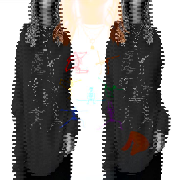 Rainbow Yoga Skeleton Exercise Bone Halloween Party Namaste Women Sweatshirt