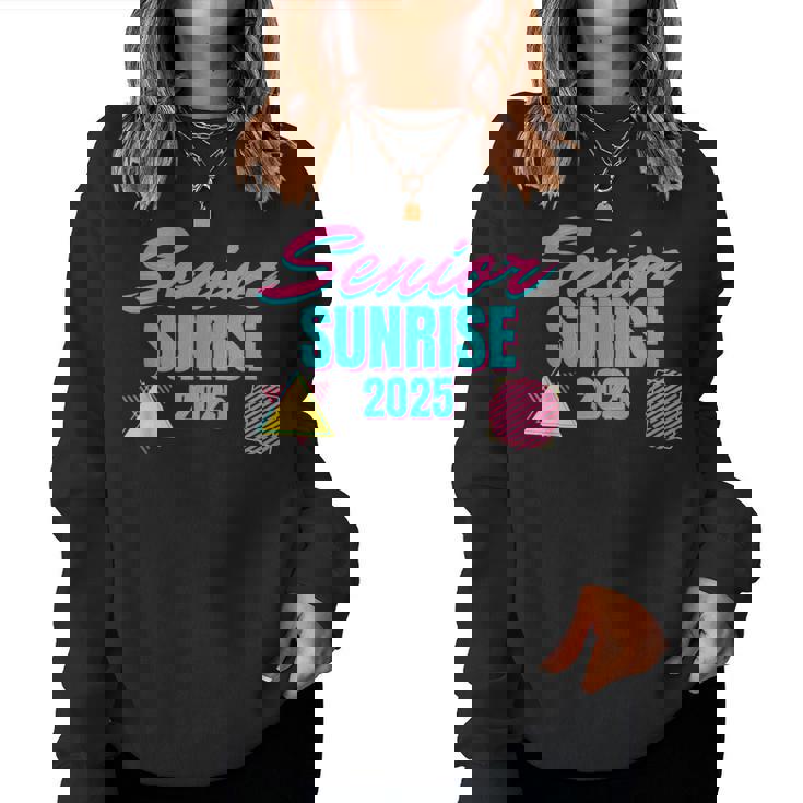 Retro Senior Sunrise 2025 High School 12Th Twelfth Grade Women Sweatshirt