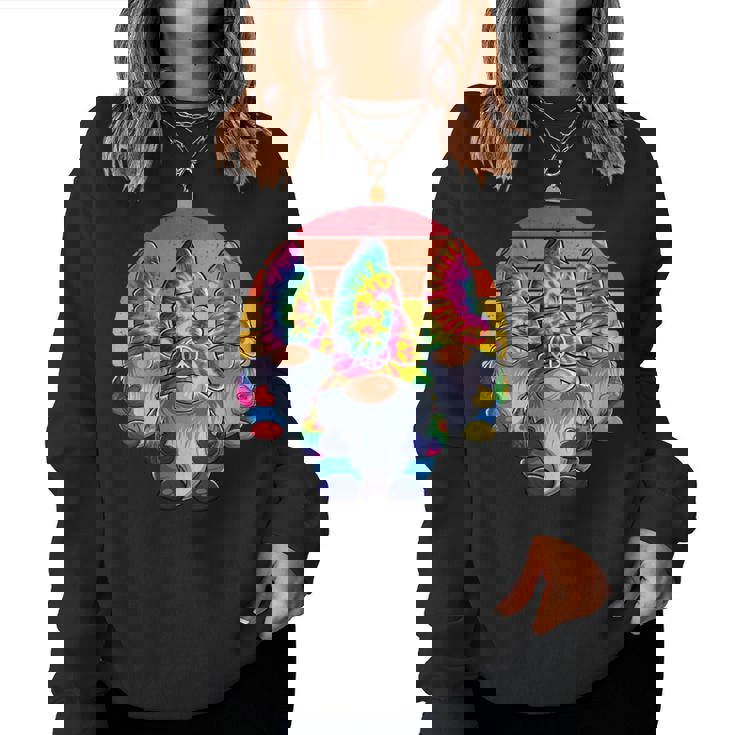 Trois Nains Hippies Nains De Paix Drôles Et Rétro Cravate Sweat-shirt pour femme