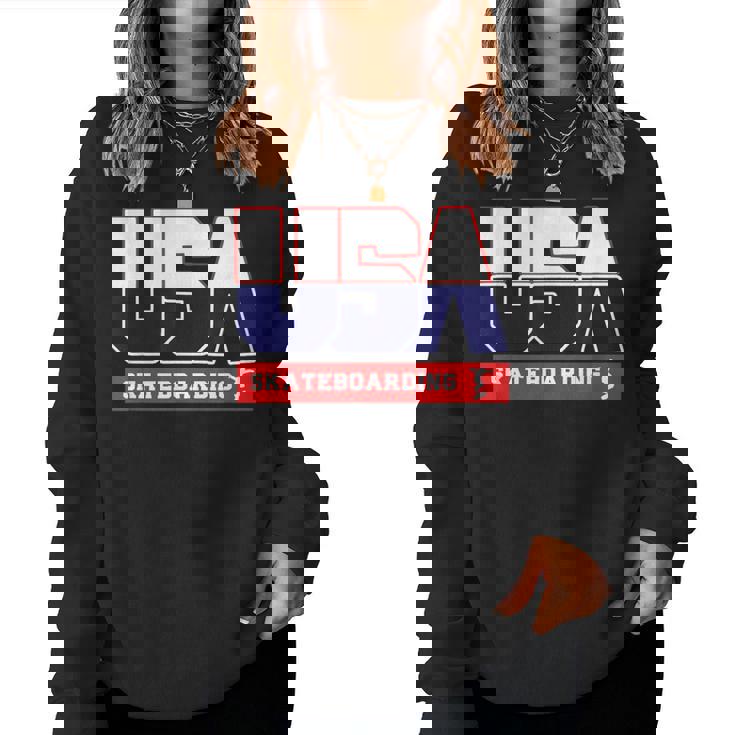 Usa Team Skateboarding & American Sports Women Sweatshirt