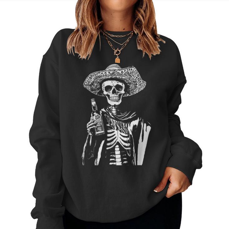 Vintage Skeleton Tequila Mexico Dia De Los Muertos Sweatshirt Frauen