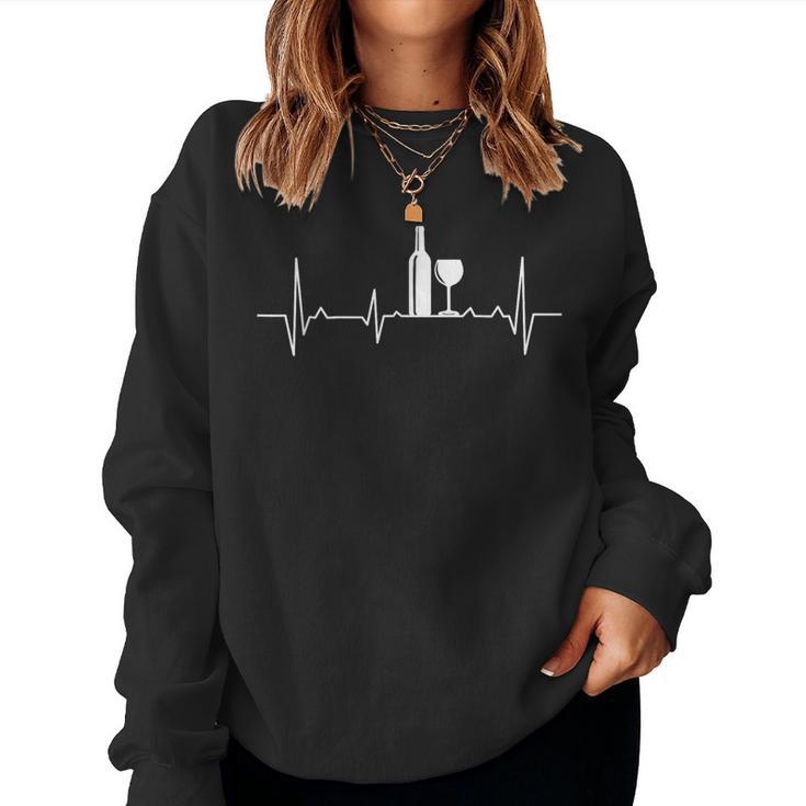 Wine Heartbeat Wine Love Wine Drinker Wine Love Sweatshirt Frauen