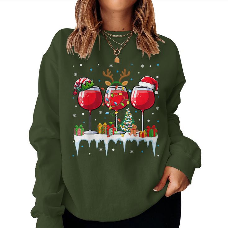 Christmas Reindeer Red Wine Women's Sweatshirt Frauen