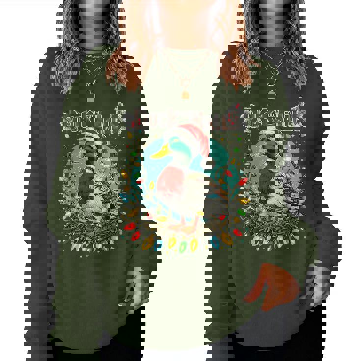 Duck The Halls Christmas Mallard Xmas Hunting Duck Men Women Sweatshirt