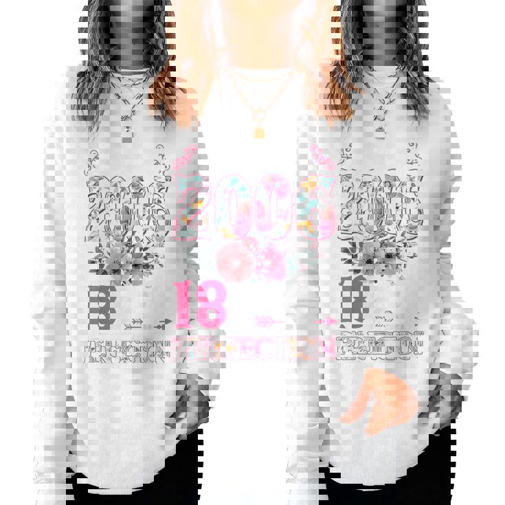 18 Year Old Made In 2006 Floral Flower 18Th Birthday Womens Women Sweatshirt