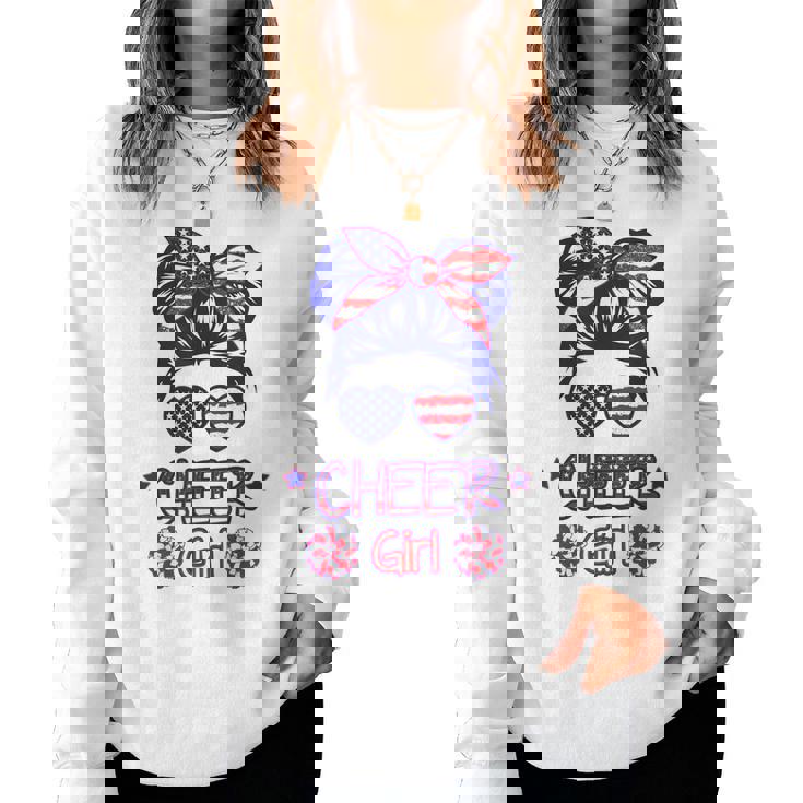 American Flag Cheer Girl 4Th July Usa Patriotic Cheerleader Women Sweatshirt